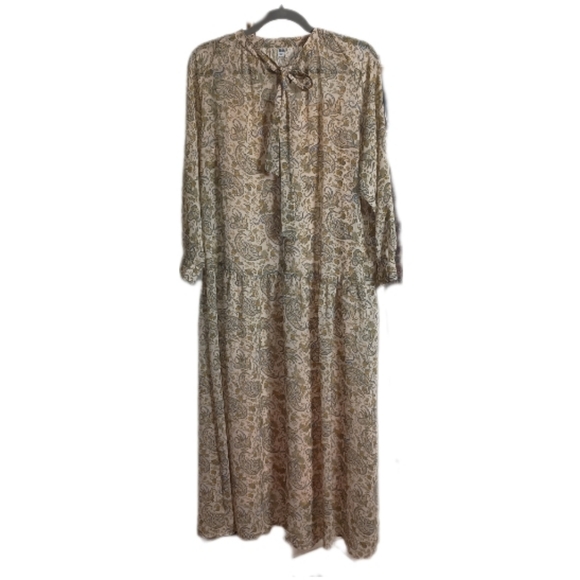 Uniqlo Long Sleeve Paisley Printed Dress Size Large - Picture 2 of 11